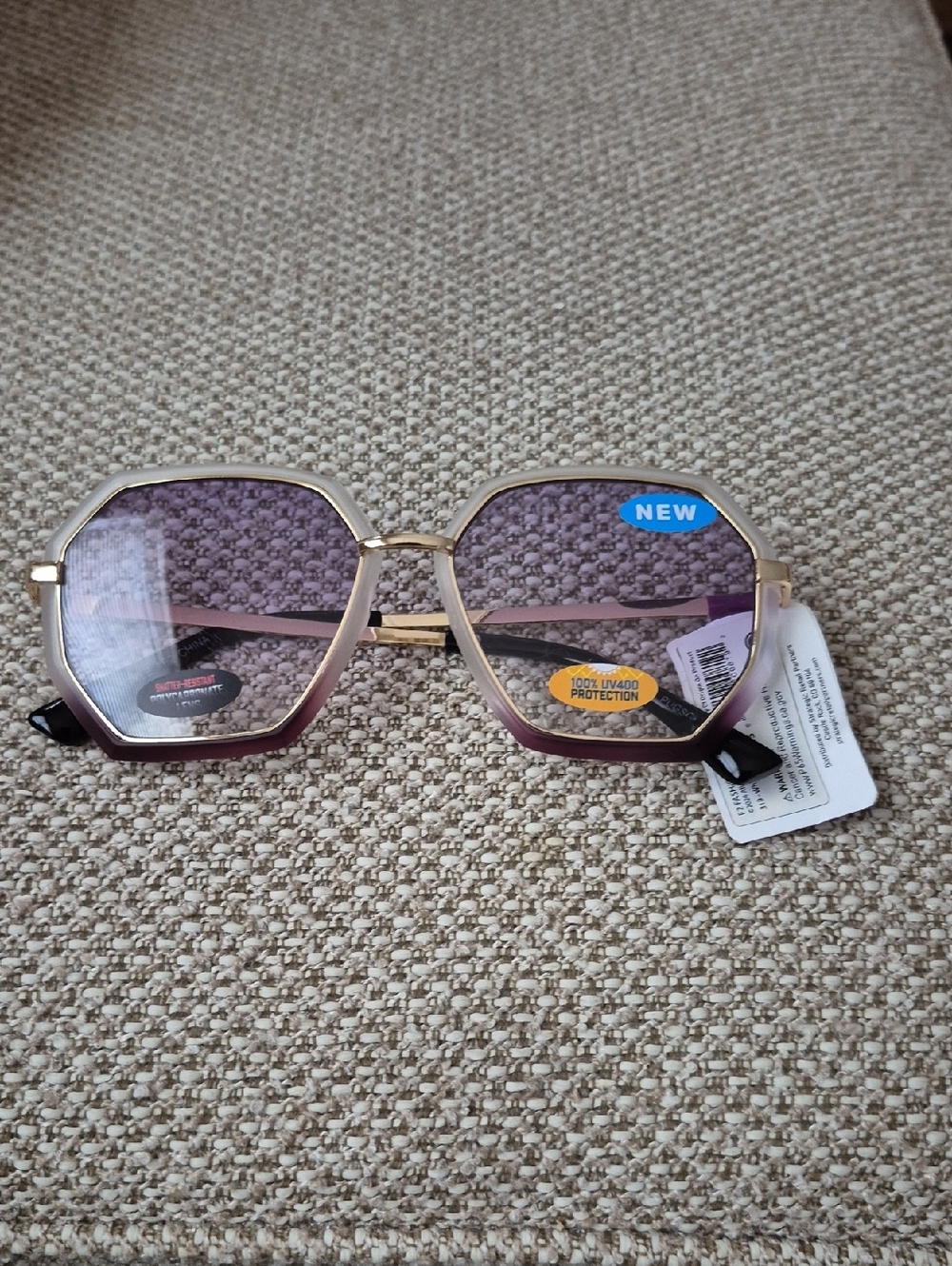 Gold Frame Women's Sunglasses with Purple Gradient Lenses